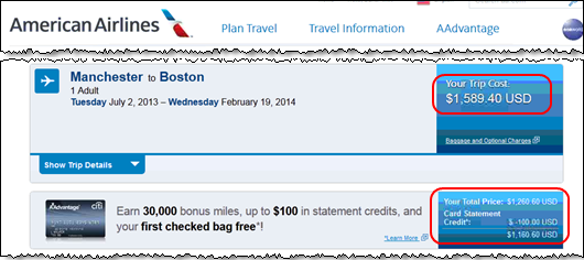AA.COM quotes inconsistent fares within a single web page