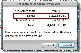 AA falsely claims the trip price includes 'Taxes' of $1222.16