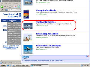 WhenU covers Continental with its own Google ads -- charging ad fees for traffic Continental would otherwise receive for free