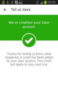 Uber claimed I'd get a 'credit' on my 'next trip.'