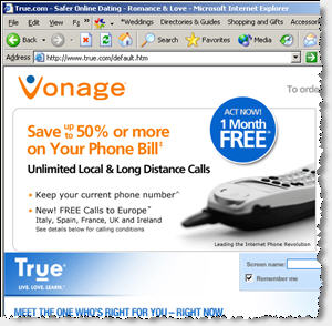 A Vonage Ad Injected by Searchingbooth
