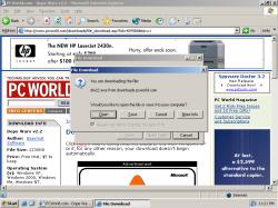 The Dope Wars download confirmation box, as linked from a PC World software download page.