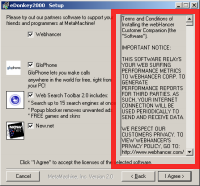 A misleading installation procedure -- with multiple licenses combined into a single scroll box, and offering to install programs without providing even a brief description of their purposes or effects.