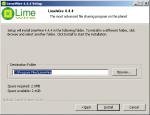 LimeWire installer, showing no license agreement