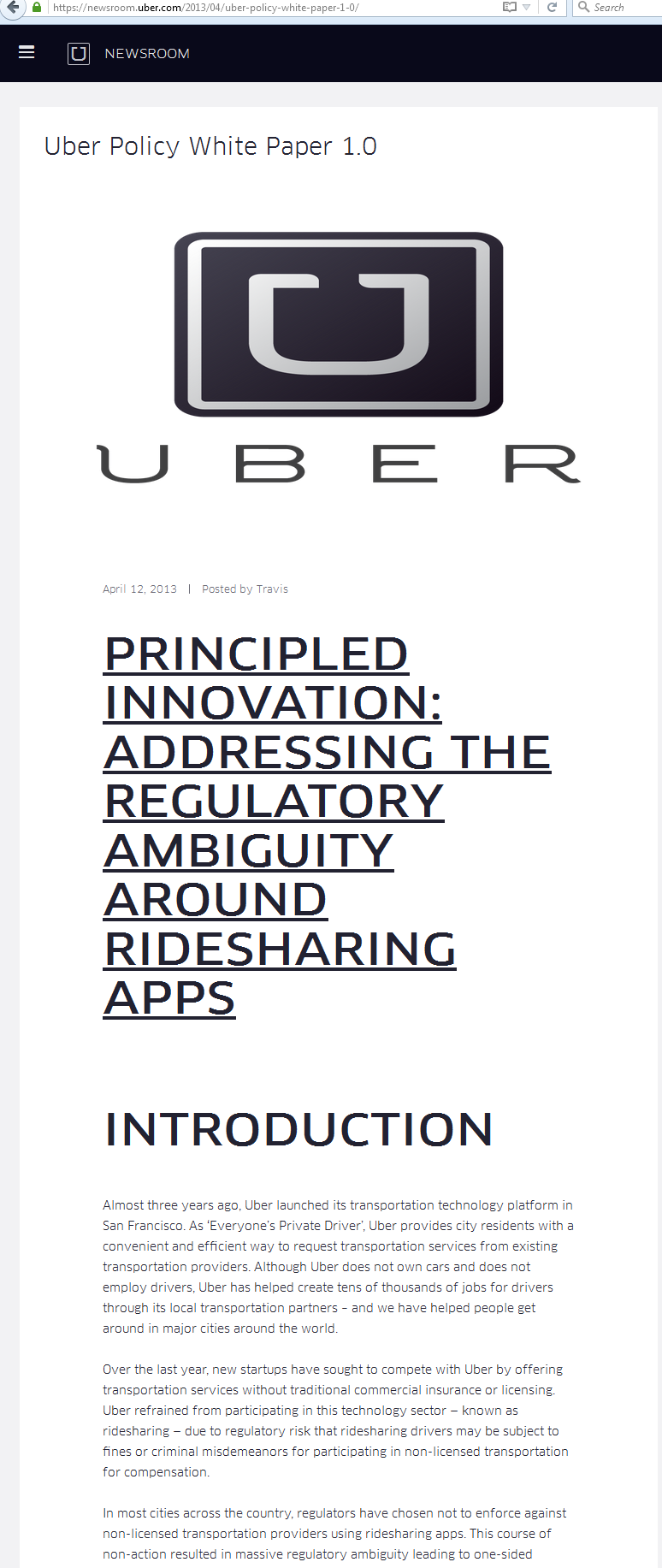 uber executive summary