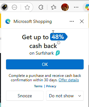 Edge Shopping pops open its window