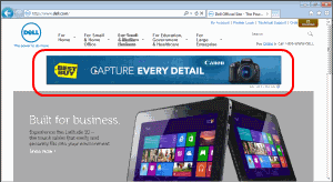 Best Buy ad injected into the top of Dell.com