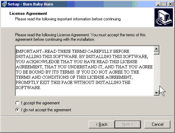 The Burn Baby Burn installer makes no mention of Ask software 