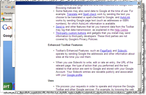 The first discussion of Enhanced Features appears five pages down.  Furthermore, the text falsely indicates that transmission covers mere domain names, not full URLs.