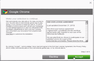 IronSource's installer presents a series of screens like this, each touting a separate bundled adware. Eventually a user might notice something amiss -- but no 'cancel' button lets a user reverse the entire process.