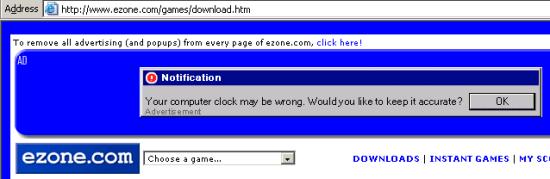 A Claria ad, as shown within the Ezone site.