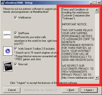 eDonkey second license agreement screen.  Note tall narrow box, containing 7,222 words of text stretching to 85 on-screen pages.